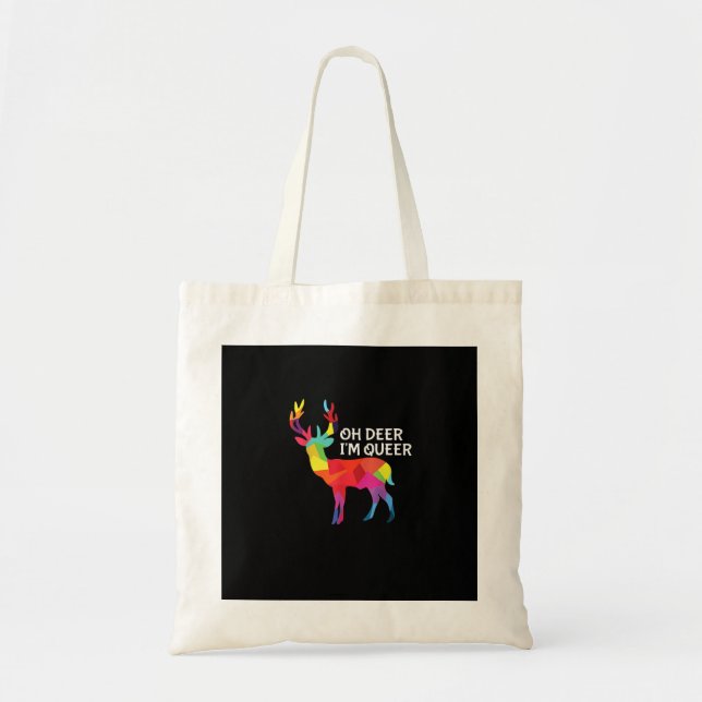 Oh Deer Queer Funny Pun LGBT Pride Design Tragetasche (Vorne)