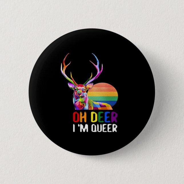 Oh Deer Queer Minimal Modern Style  Button (Vorderseite)