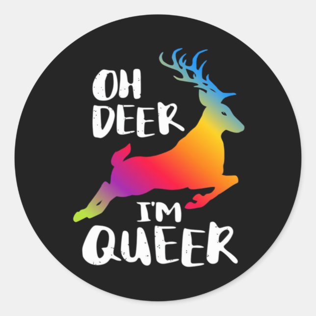 Oh Deer Queer Pride Minimal Artistic Style Runder Aufkleber (Vorderseite)