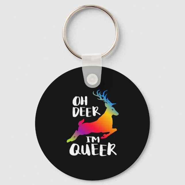 Oh Deer Queer Pride Minimal Artistic StyleKeychain Schlüsselanhänger (Vorderseite)