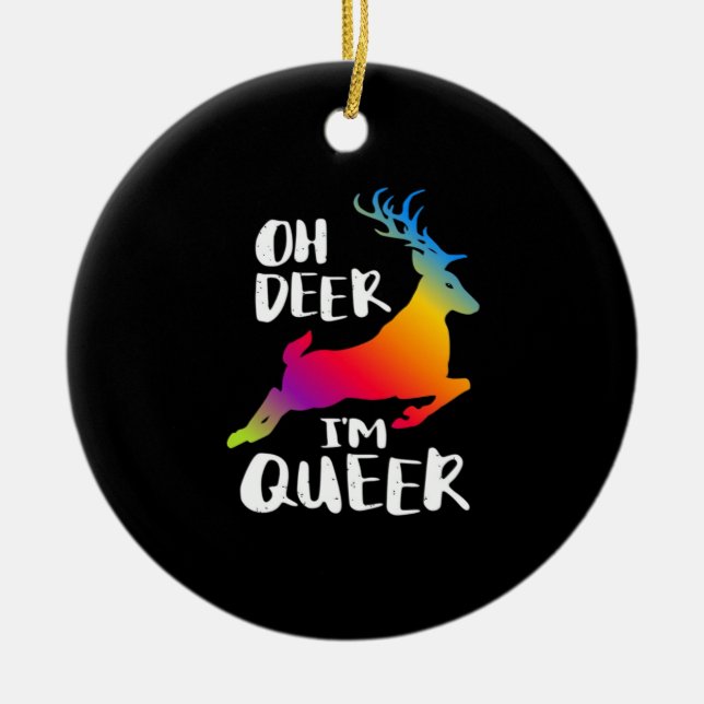 Oh Deer Queer Pride Minimal Artistic StyleOrnament Keramik Ornament (Vorne)