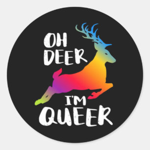 Oh Deer Queer Pride Minimalistischer Künstlerische Runder Aufkleber
