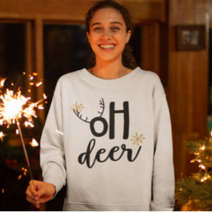 Oh Deer Reindeer Antlers Funny Christmas T-Shirt