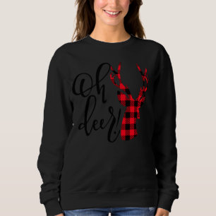Oh Deer Reindeer Red Kariert Buffalo Christmas Paj Sweatshirt