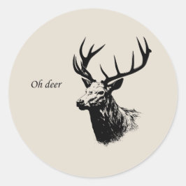 Oh Deer Reindeer Runder Aufkleber