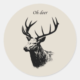 Oh Deer Reindeer Runder Aufkleber