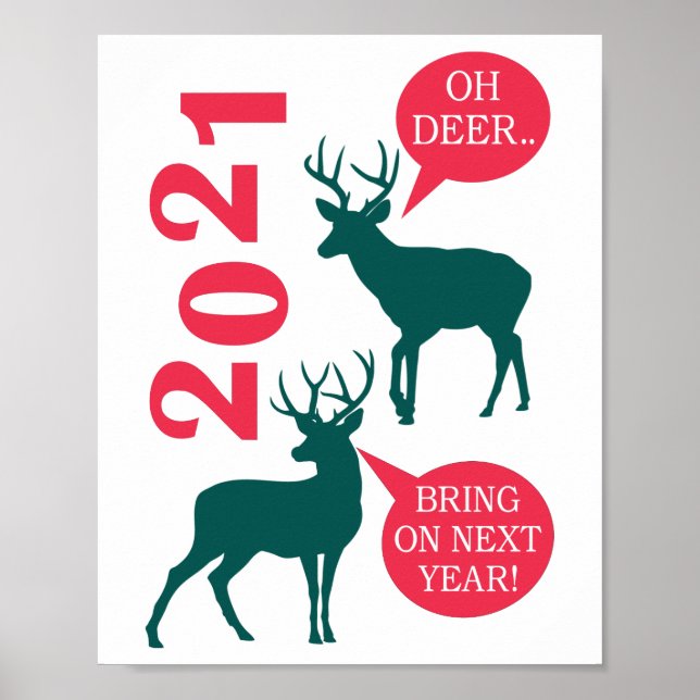 Oh Deer Reindeer Weihnachtsspass Poster (Vorne)