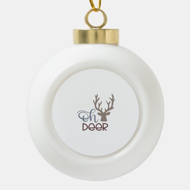 Oh Deer Retro Classic Design  Keramik Kugel-Ornament (Vorderseite)