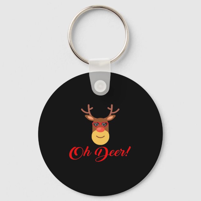 Oh Deer Retro Classic  Keychain Schlüsselanhänger (Vorderseite)