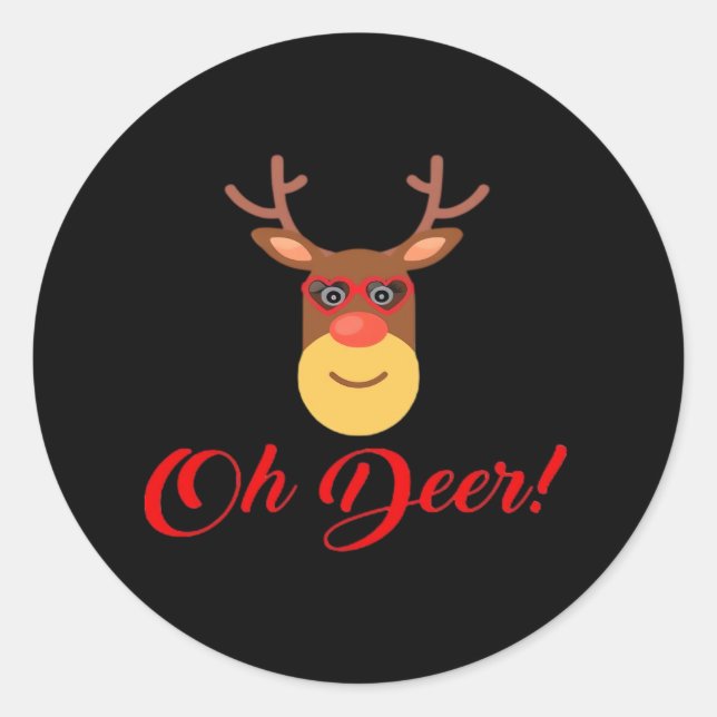 Oh Deer Retro Classic   Runder Aufkleber (Vorderseite)
