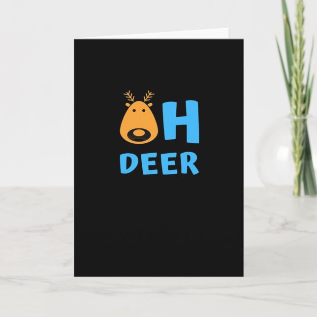 Oh Deer Retro-Festtagsstimmung Karte (Vorderseite)