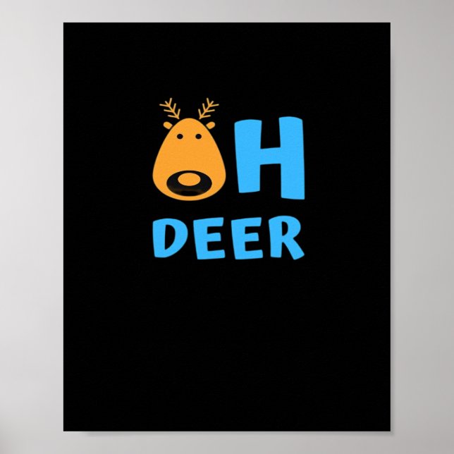 Oh Deer Retro Holiday Vibe  Poster (Vorne)
