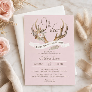 Oh Deer Rosa Wald Baby Shower Einladung – Boh
