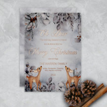 Oh Deer Rustic Winter Floral Frohe Weihnachten