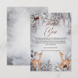 Oh Deer Rustic Winter floral Twins Baby Dusche Dankeskarte