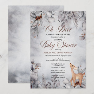 Oh Deer Rustic Winter Floral Virtual Baby Dusche I Einladung