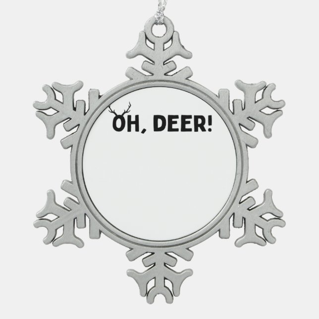 Oh Deer Simple Aesthetic  Schneeflocken Zinn-Ornament (Vorderseite)