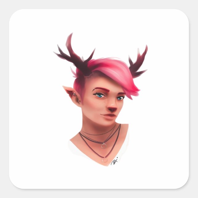 Oh Deer Simple Creative Style  Quadratischer Aufkleber (Vorderseite)
