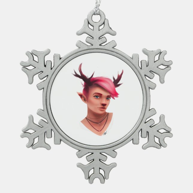 Oh Deer Simple Creative Style  Schneeflocken Zinn-Ornament (Vorderseite)