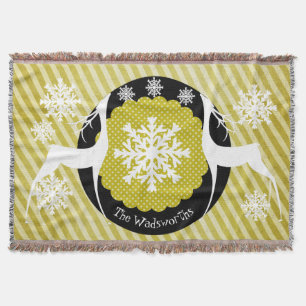 Oh Deer Striped Holiday Throw Decke