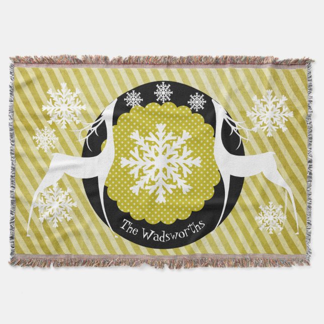 Oh Deer Striped Holiday Throw Decke (Vorderseite)
