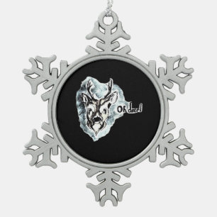 Oh Deer Trendiger moderner Stil  Schneeflocken Zinn-Ornament