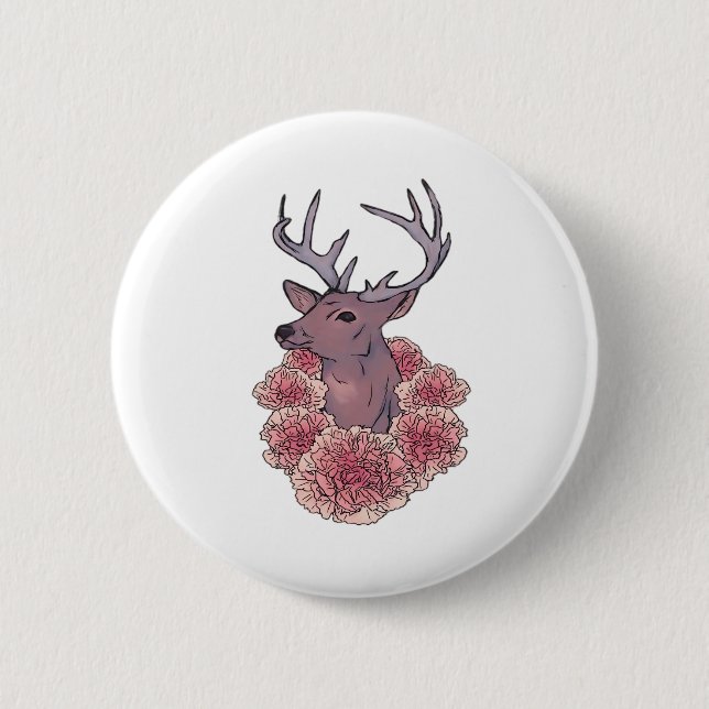 Oh Deer Trendy Minimal Aesthetic  Button (Vorderseite)