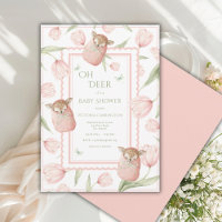 Oh Deer Tulips Rosa Baby Shower Einladung