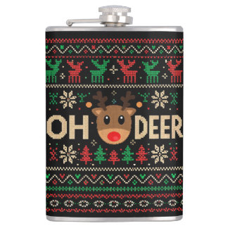 Oh Deer Ugly Christmas Sweater Flask Flachmann