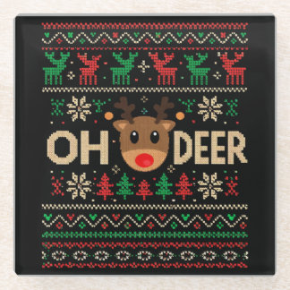 Oh Deer Ugly Christmas Sweater Glasuntersetzer