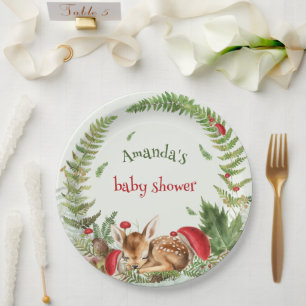 Oh Deer Wald Blumen Babyhirsch Babyparty Pappteller