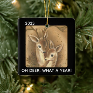 Oh Deer Was für ein Jahr 2020 Buck Doe Custom Wei Keramikornament