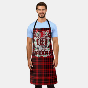 OH DEER Was für ein Jahr roter Tartan Karierter Ur Schürze
