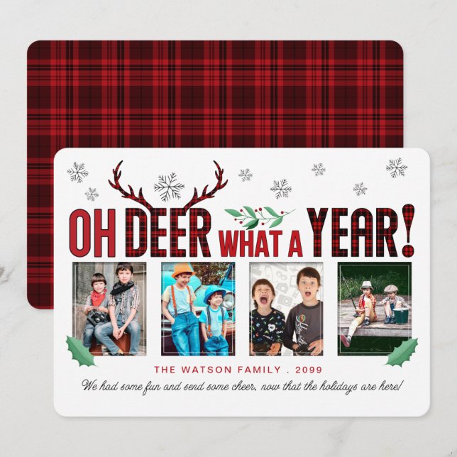 Oh DEER Was für ein Jahr Spaß Weihnachten Tartan 4 (Vorne/Hinten)
