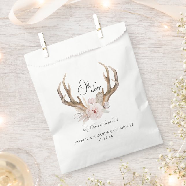 Oh Deer Watercolor Babydusche Geschenktütchen (Ausgeschnitten)
