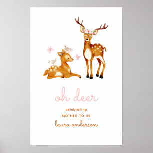 Oh Deer Watercolor Blume Begrüßung Kinderdusche Poster