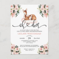 Oh Deer Watercolor Botanical Floral Baby Shower