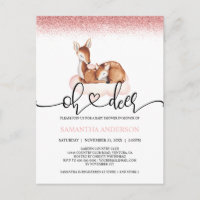 Oh Deer Watercolor Rose Gold Glitzer Baby Dusche