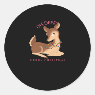 Oh Deer Weihnachten Modernes Design Runder Aufkleber