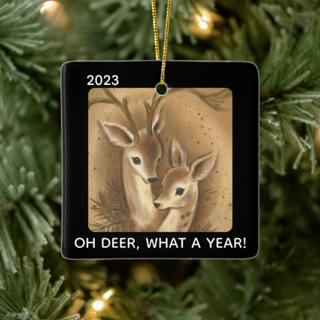 Oh Deer What a Year 2020 Buck Doe Custom Christmas Keramikornament (Baum)