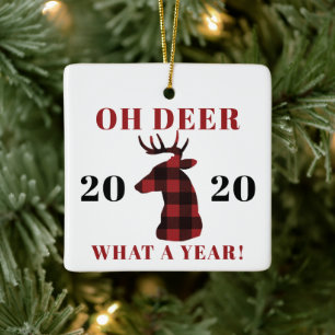 Oh Deer What a Year 2020 Buffalo Kariert Keramikornament