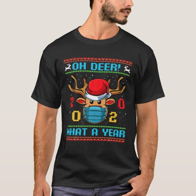 Oh Deer What A Year 2020 Frohe Weihnachten Weihnac T-Shirt (Vorderseite)