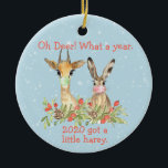Oh Deer What a Year Christmas Pandemic 2020 Keramik Ornament<br><div class="desc">This design was created though digital art. It may be personalized in the area provide or customizing by choosing the click to customize further option and changing the name, initials or words. You may also change the text color and style or delete the text for an image only design. Kontakt...</div>