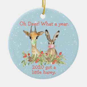 Oh Deer What a Year Christmas Pandemic 2020 Keramik Ornament