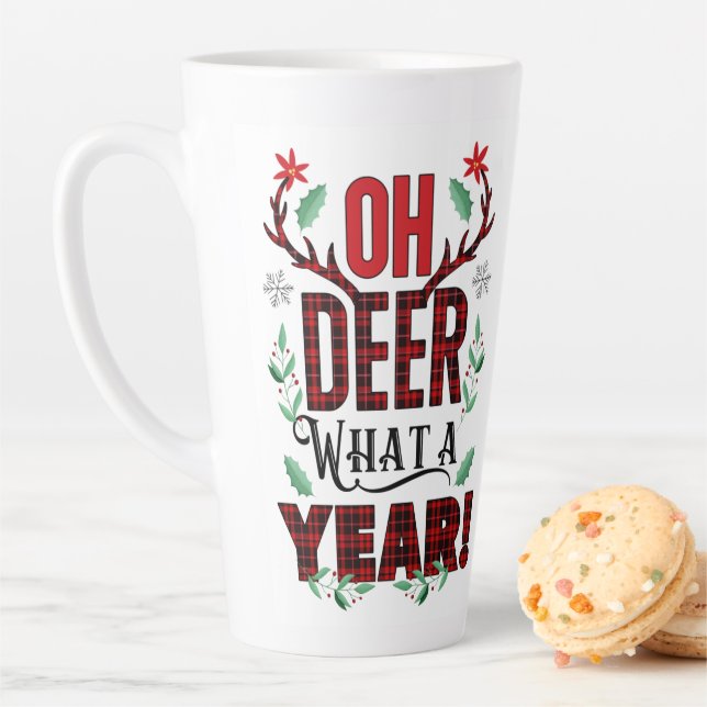 Oh Deer What a Year Christmas Plaid Milchtasse (Beispiel)