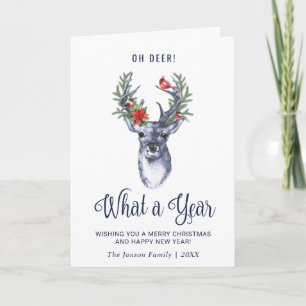 Oh Deer What a Year Frohe Weihnachtsfeiertag Karte