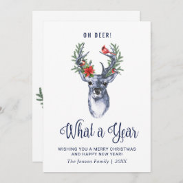 Oh Deer What a Year Frohe Weihnachtsgrüße Feiertagskarte
