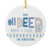 Oh Deer What a Year Fun Christmas Blue