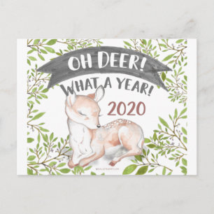 Oh Deer What a Year Funny 2020 Woodland Weihnachte Postkarte