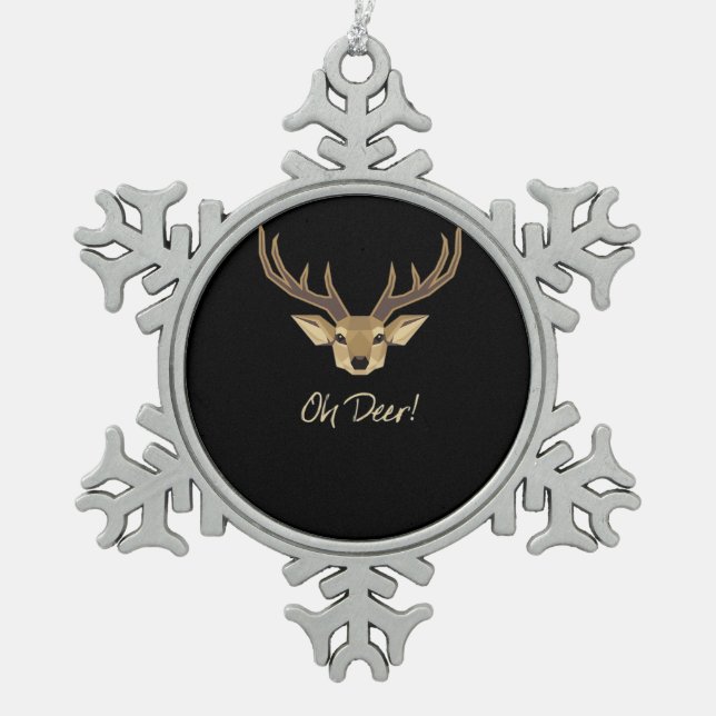Oh Deer Whimsical Artistic Expression  Schneeflocken Zinn-Ornament (Vorderseite)